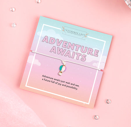 A pastel-colored bracelet card titled