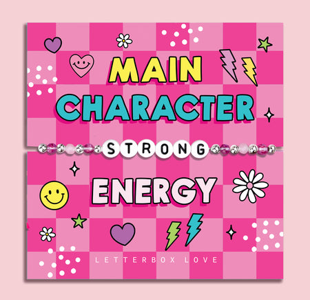 Pink chequered poem card with the bold text saying