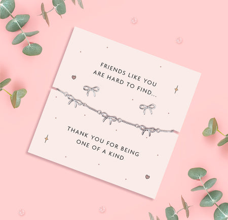 Thank you Friendship Bow Bracelet & Earrings Set
