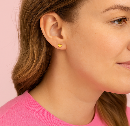 Mini Gold Plated Heart Earrings