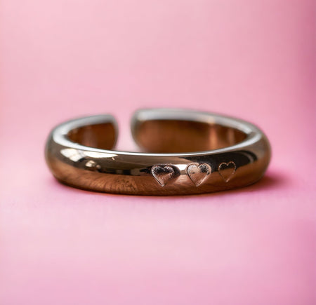 Rose Gold Trio Heart Adjustable Ring