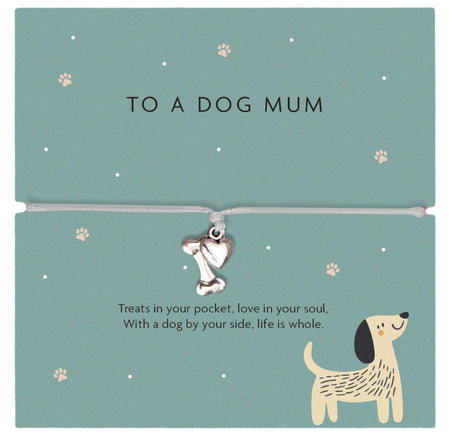 To a 'Dog Mum' Bone Charm Bracelet