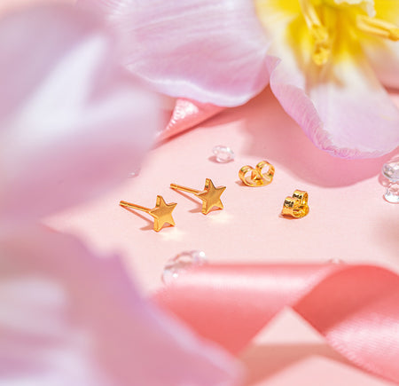 Mini Gold Plated Star Stud Earrings