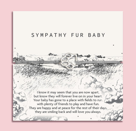 Sympathy pet loss card with a heartfelt poem to bring comfort. A friendship bracelet with a cute paw bracelet is an affordable gift for a friend suffering a pet loss