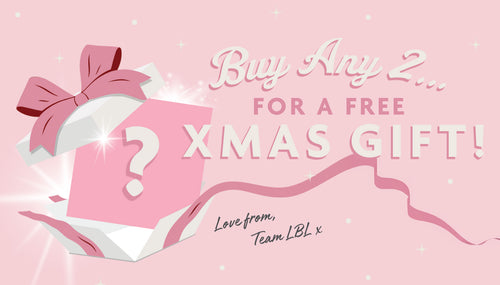 Pink graphic for Xmas offer, buy two get one free