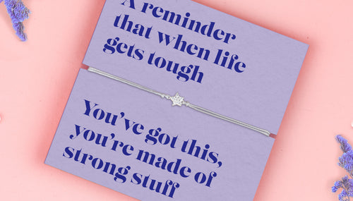 Purple poem "you got this" card with cute star bracelet for a best friend