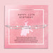 A pink themed 13th birthday card with a 'Happy 13th Birthday' greeting, adorned with silver starry chains. A cute milestone birthday bracelet.