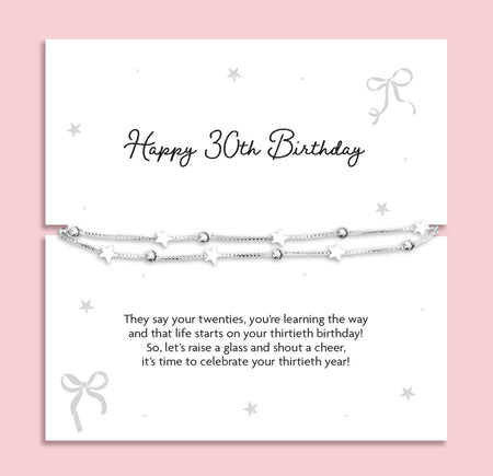 30th Silver Stars Birthday Bracelet