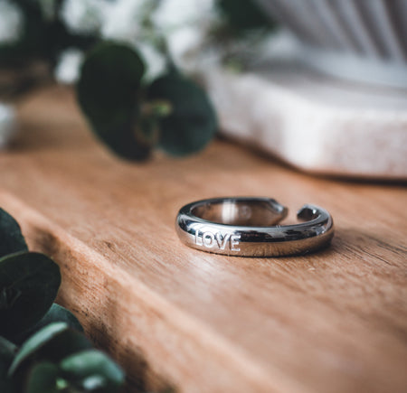 Affirmation 'Love' Adjustable Ring