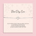 Silver heart charm bracelet displayed on a blush pink “Best Day Ever” poem card with delicate star illustrations. A sentimental silver bracelet gift for graduation, weddings, or milestone celebrations.