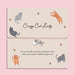 Cute illustrated card with playful cats and the phrase “Crazy Cat Lady,” featuring a beige string bracelet with silver fishbone and heart charms, a fun, light-hearted gift for cat lovers and proud cat mums.