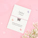 Fabulous Friend bracelet with silver butterfly charm on pink cord, displayed on an A6 plantable seeded card made from recycled cotton, featuring a friendship poem and soft butterfly design.