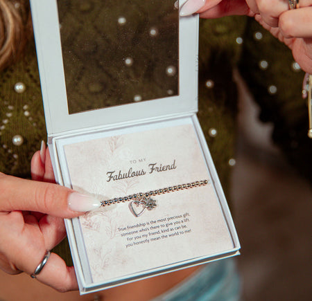 Fabulous Friend Silver Plated Beaded Bracelet in a white gift box