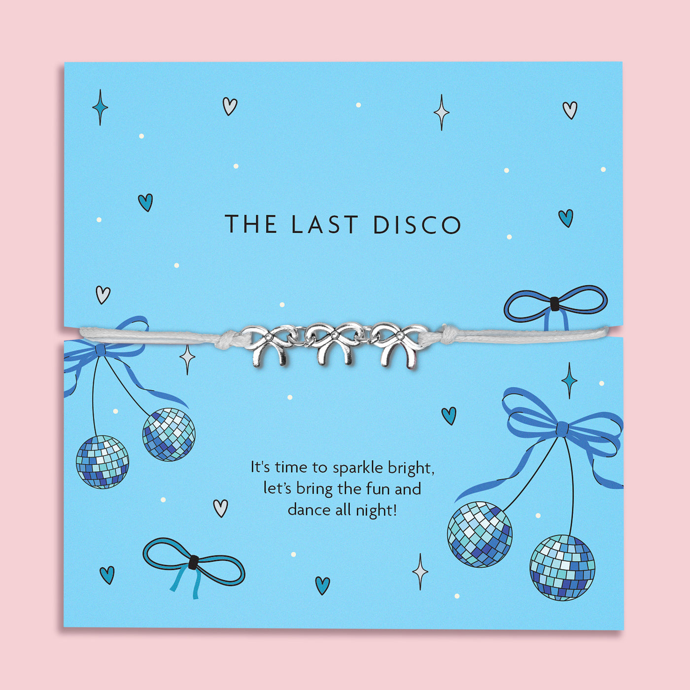 A vibrant blue card with the words 