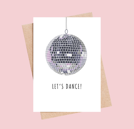 Let's Dance Disco Ball Greetings Card - letterboxlove