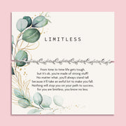 Motivational card with heartfelt jewellery for her, with floral design and inspirational message on a pink background. A pretty silver-plated vine bracelet makes an encouraging gift for women