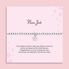 New job bracelet with silver beaded chain and star charm on pink card, congratulations gift for new job and career success