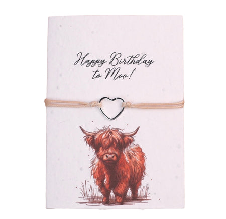 Highland Cow Birthday - Seeded Card & Wish Bracelet