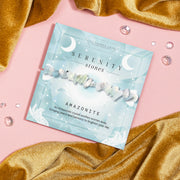 Serenity Stones Amazonite Bracelet - Calming and soothing crystal bracelet featuring Amazonite stones for peace and harmony, beautifully packaged in a celestial-themed card.