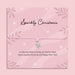 Delicate silver snowflake charm bracelet on a pink cord, displayed on a pink “Sparkly Christmas” poem card with festive snowflake design, thoughtful Christmas gift for her by Letterbox Love.