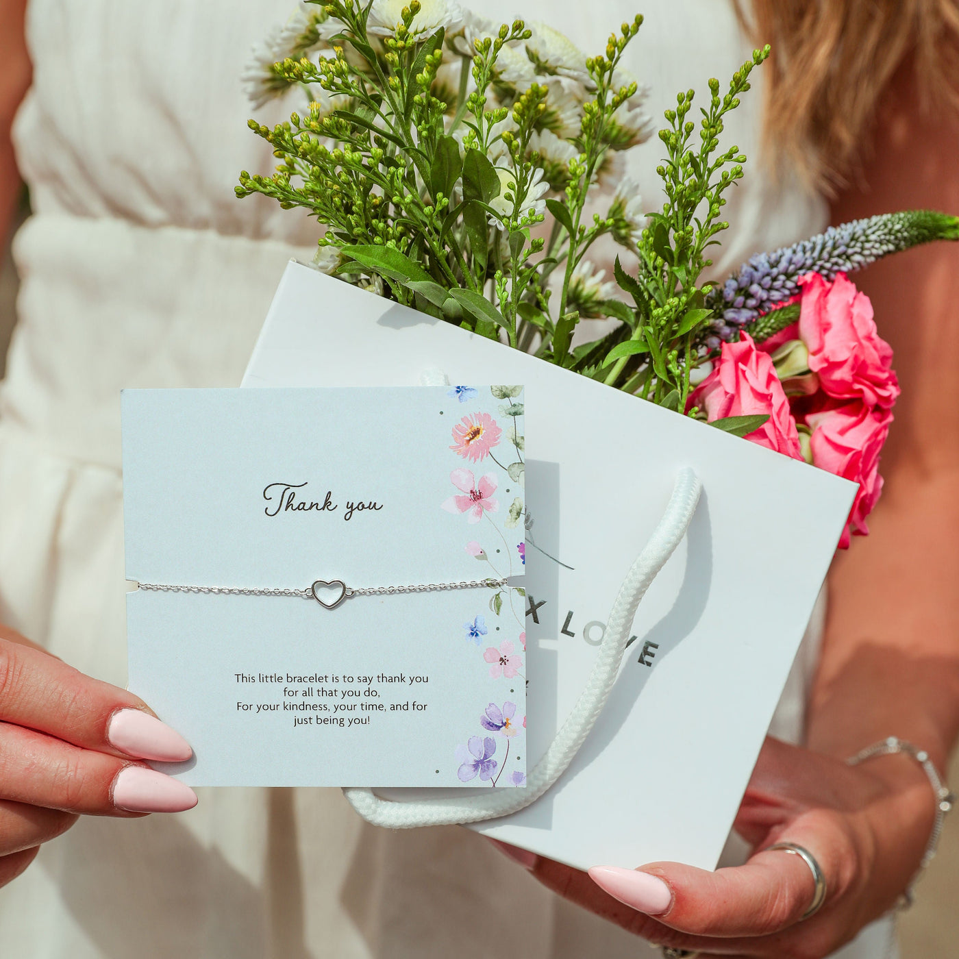 Thank You Heart Bracelet – Thank You Gift for Her - letterboxlove