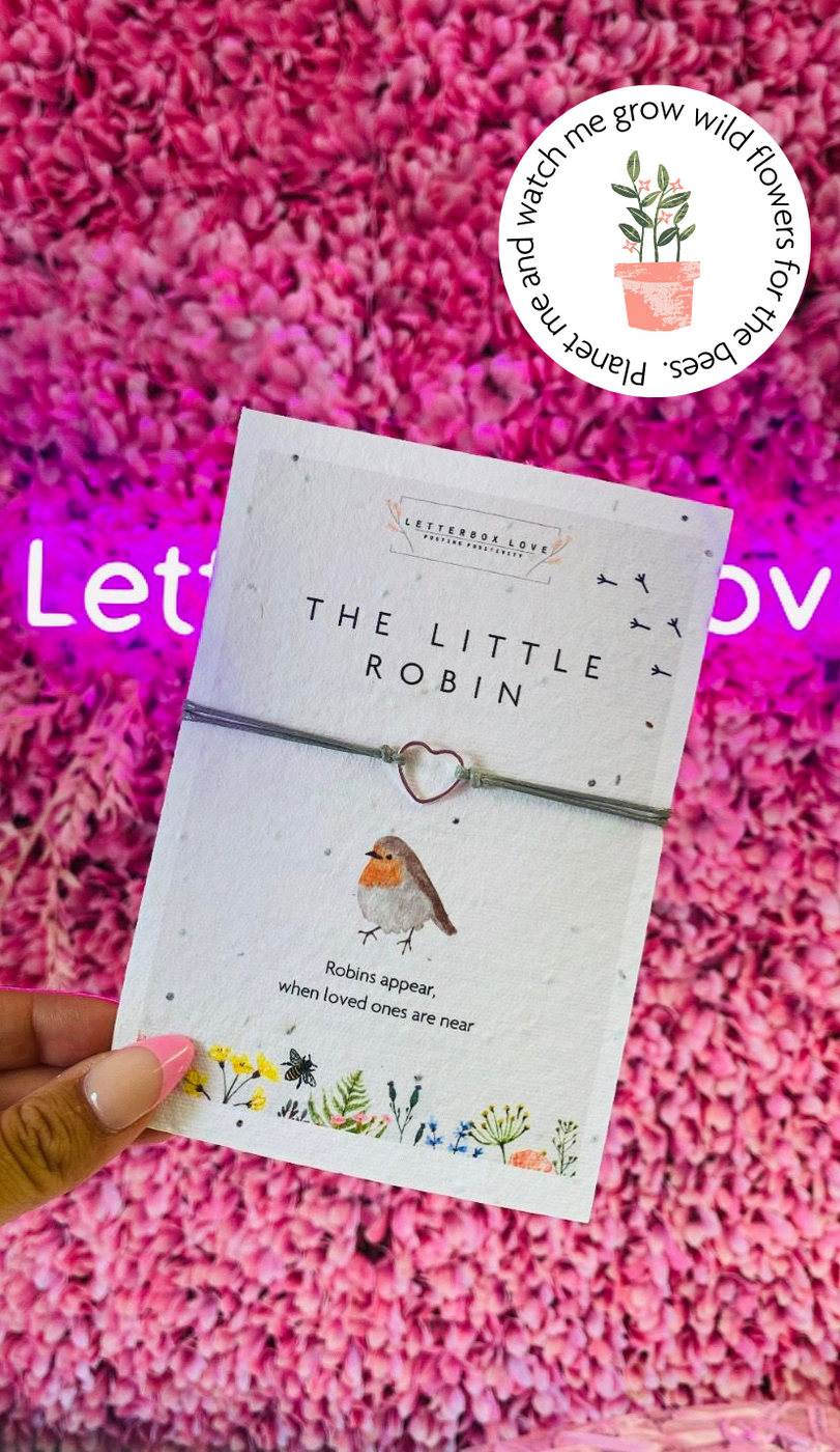 The Little Robin - Seeded Card & Wish Bracelet - letterboxlove