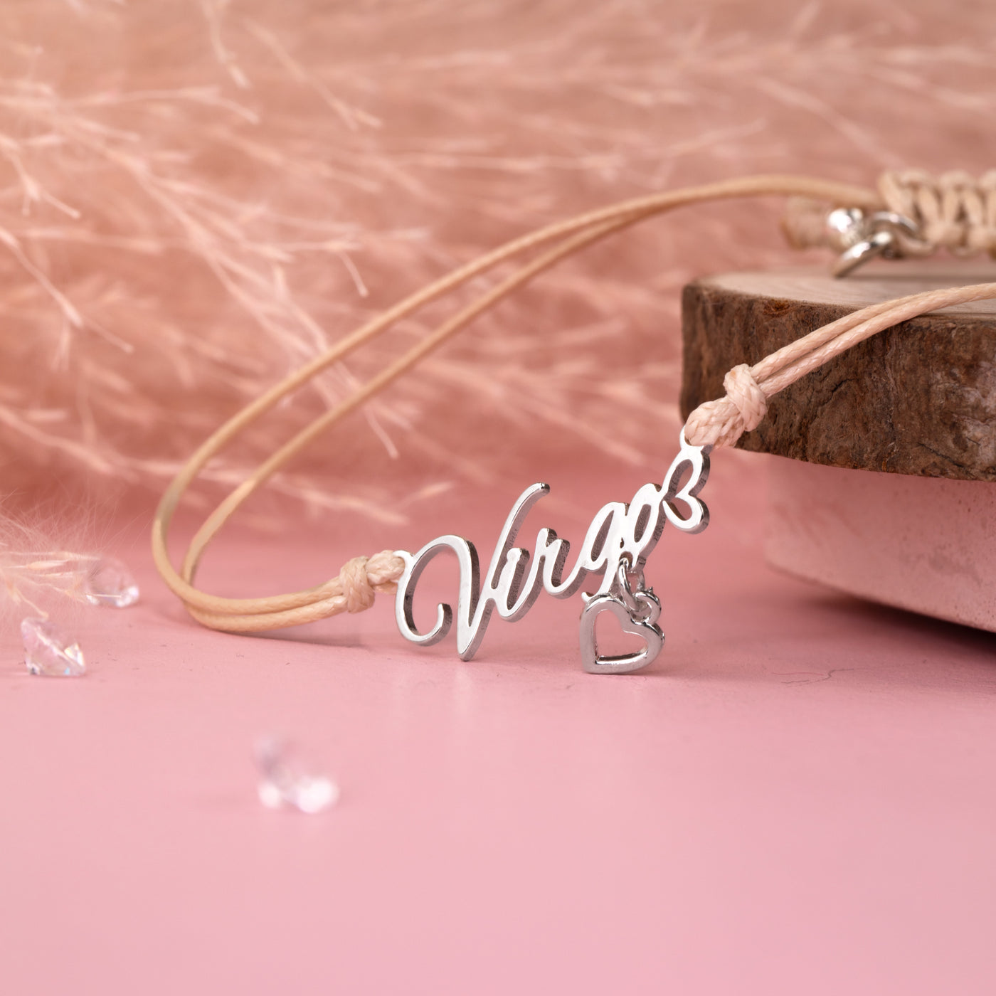 Friendship bracelet with 'Virgo' writing. A cute bracelet for a star sign gift. A virgo present, perfect for birthday jewellery under £20