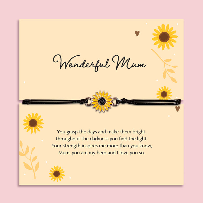 Wonderful Mum Sunflower Bracelet - letterboxlove
