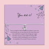You Did It star charm bracelet on a lilac card with celebration-themed doodles, featuring an uplifting poem , a perfect congratulations gift for her