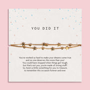Gold plated You Did It star bracelet achievement gift on sentiment card