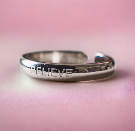 Affirmation 'Believe' Adjustable Ring