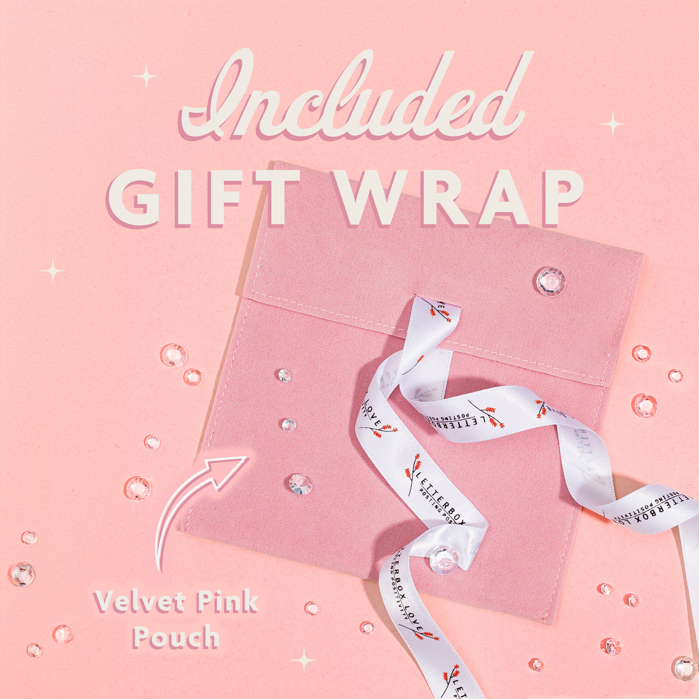 a pink gift wrap with a white ribbon