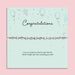 Silver plated congratulations bracelet with sparkling cubic zirconia detailing displayed on a mint-green sentiment card reading “Congratulations” and “You’ve worked so hard to get this far”, a graduation, exam results and achievement gift for her.