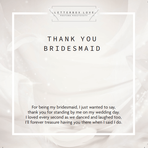 Bridesmaid - Poem Card - letterboxlove