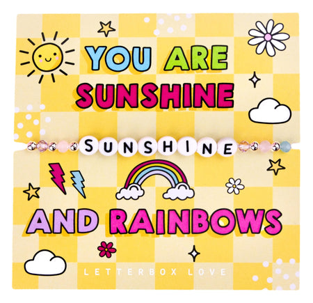 An image of a motivational card featuring a beaded bracelet with white letter beads spelling 