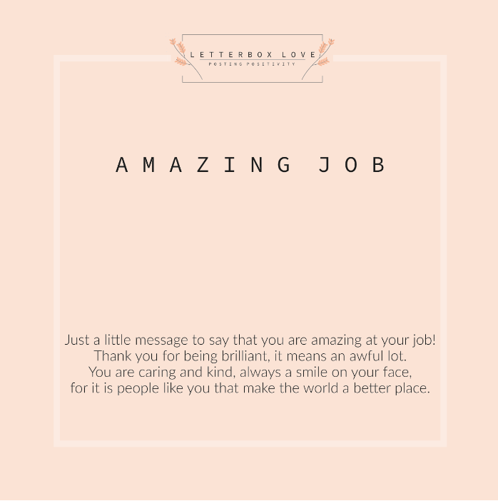 Poem Card - Amazing Job - letterboxlove