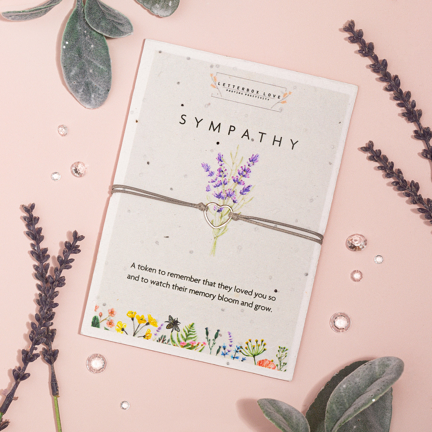 Sympathy - Seeded Card & Wish Bracelet - letterboxlove