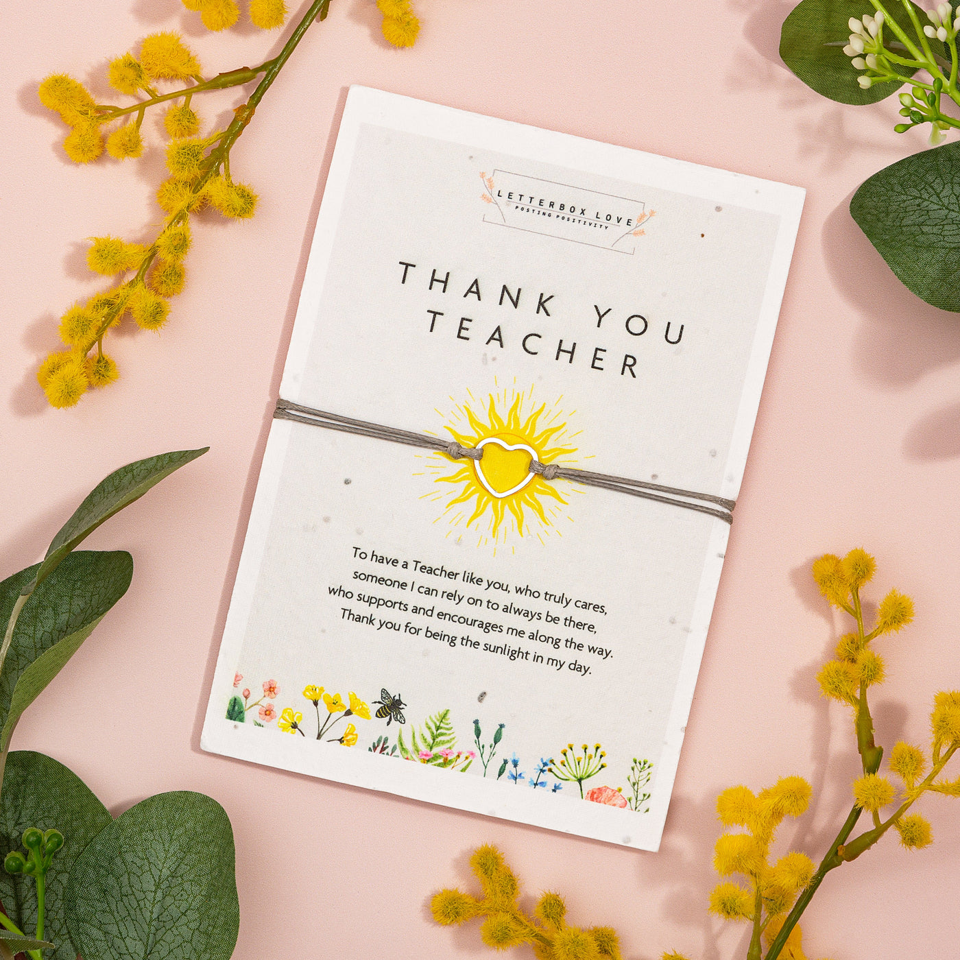 Thank you Teacher - Seeded Card & Wish Bracelet WSP - letterboxlove