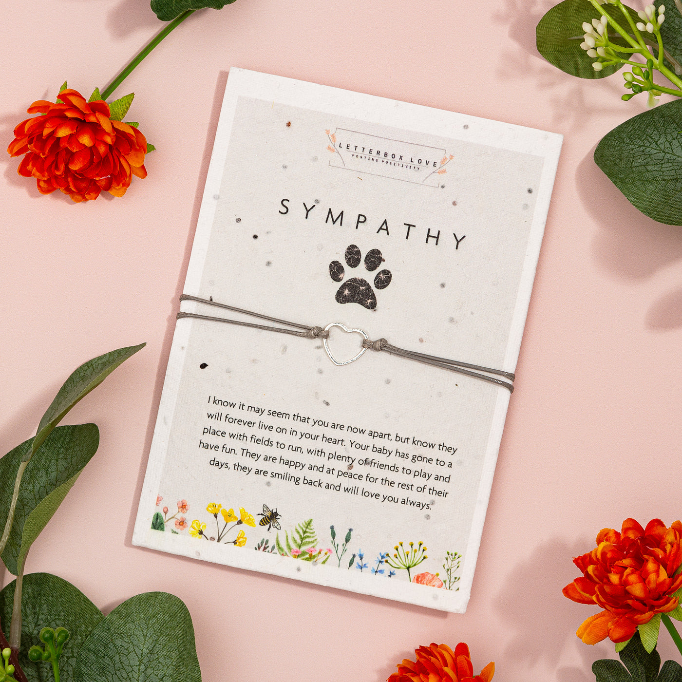 Sympathy Pet Loss - Seeded Card & Wish Bracelet - letterboxlove